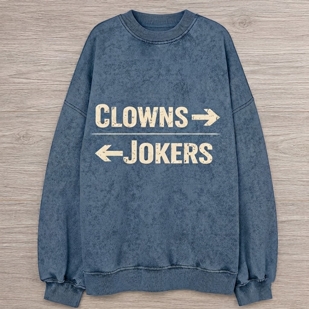 Clowns on the left, Jokers on the right.  T-Shirt