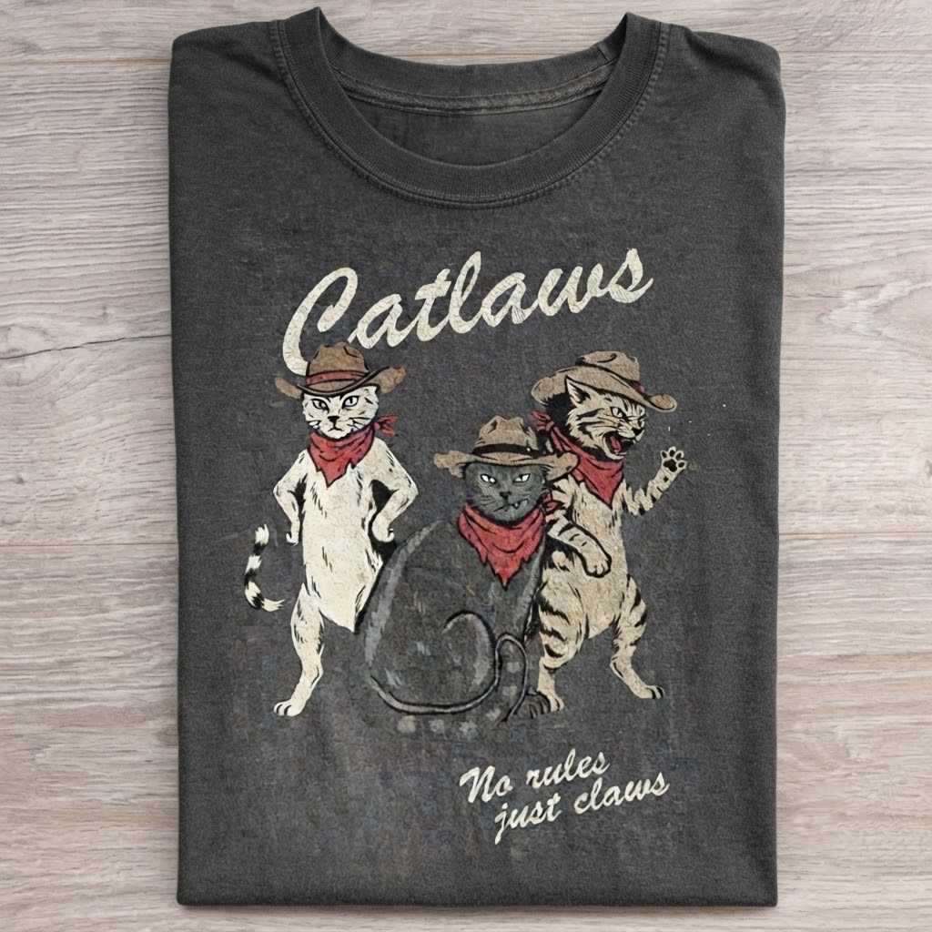 Vintage Cowboy Cat Graphic T-Shirt