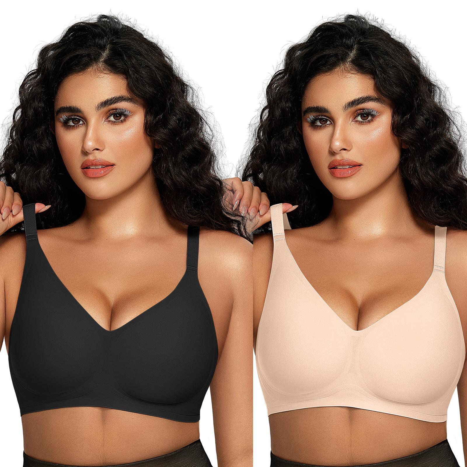 OEAK 2PCS Women Comfortable Push Up Bras Wireless Seamless Full Coverage Jelly Bra Buttery Soft Everyday Tshirt Bra Convertible Bra OEAK 2PCS Women Comfortable Push Up Bras Wireless Seamless Full Coverage Jelly Bra Buttery Soft Everyday Tshirt Bra Convertible Bra
