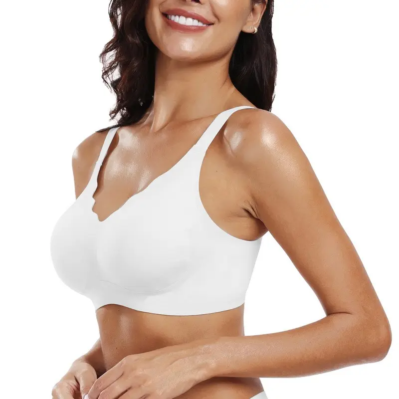 OEAK Women Seamless Jelly Bras No Underwire Scalloped Push Up Bras Soft Wireless Comfort Full Coverage Everyday Bra Womenswear Adjustable