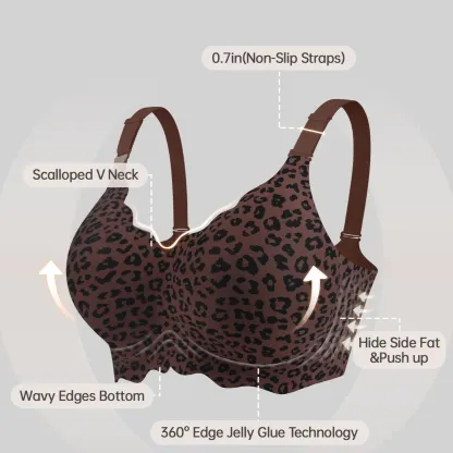 OEAK Women Jelly Bras No Underwire Scalloped V Neck Push Up Bra Buttery Soft Tshirt Bra Seamless Full Coverage Everyday Bras