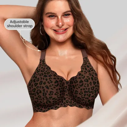 OEAK Women Jelly Bras No Underwire Scalloped V Neck Push Up Bra Buttery Soft Tshirt Bra Seamless Full Coverage Everyday Bras