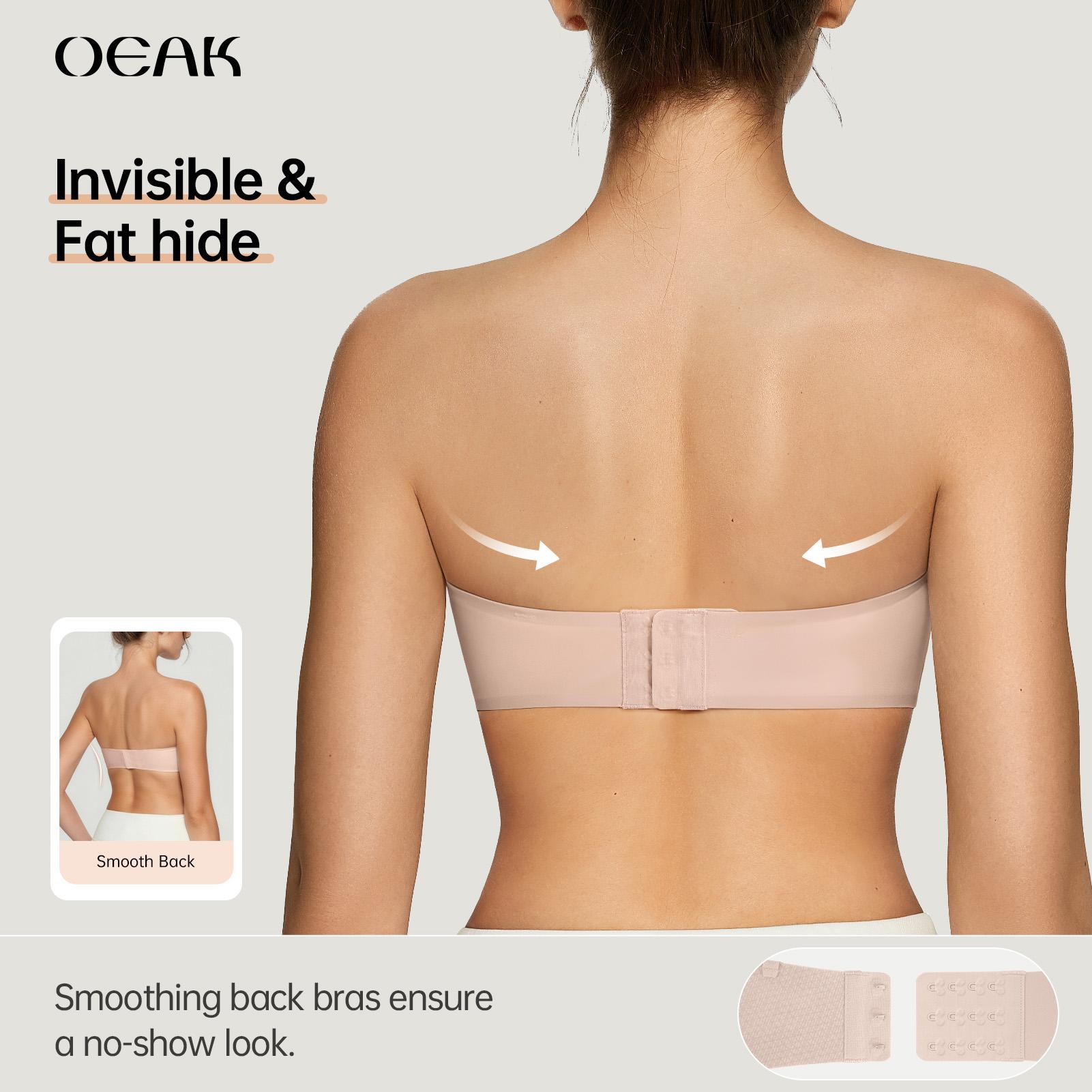 OEAK Womens Strapless Bras Push Up Bandeau Bra Non Slip Wireless Supportive Padded Bras Seamless Comfortable Tube Jelly Bra