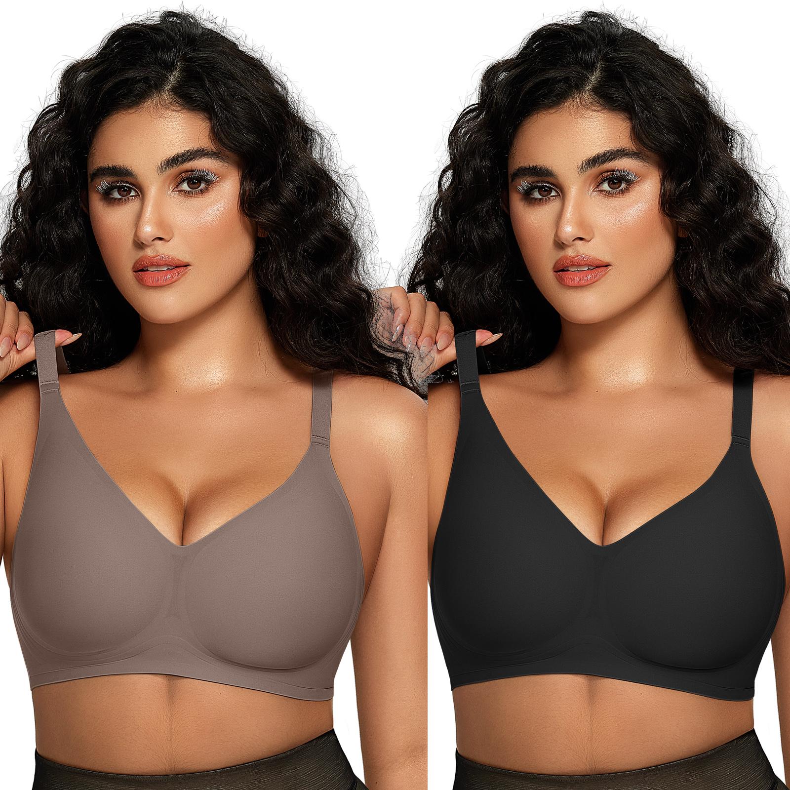 OEAK 2PCS Women Comfortable Push Up Bras Wireless Seamless Full Coverage Jelly Bra Buttery Soft Everyday Tshirt Bra Convertible Bra OEAK 2PCS Women Comfortable Push Up Bras Wireless Seamless Full Coverage Jelly Bra Buttery Soft Everyday Tshirt Bra Convertible Bra