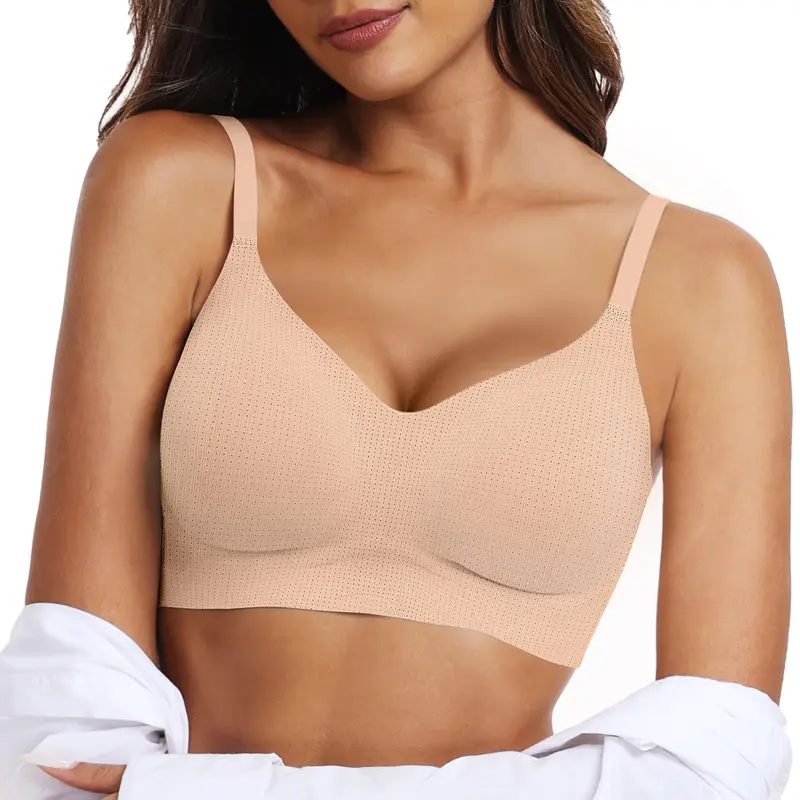 OEAK Womens Seamless Jelly Bra No Underwire Comfort Push Up Bras Buttery Soft Wireless Full Coverage Sport Everyday Bra