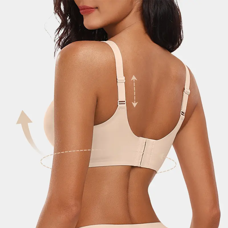 OEAK Women Seamless Jelly Bras No Underwire Scalloped Push Up Bras Soft Wireless Comfort Full Coverage Everyday Bra Womenswear Adjustable