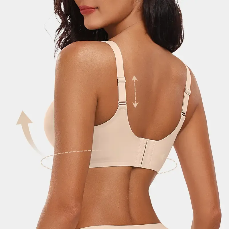OEAK Women Seamless Jelly Bras No Underwire Scalloped Push Up Bras Soft Wireless Comfort Full Coverage Everyday Bra Womenswear Adjustable