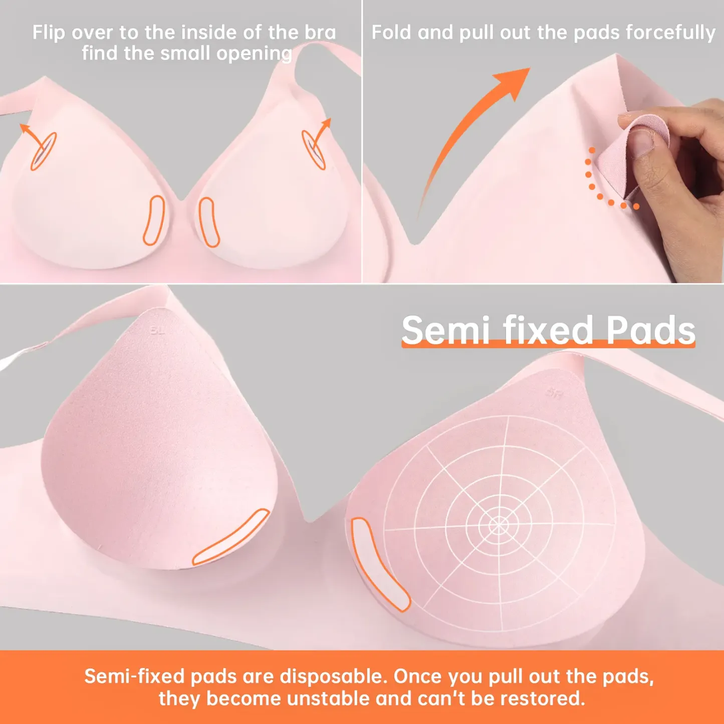 OEAK Womens Wireless Seamless Bras Deep V No Underwire Push Up Jelly Bras Supportive Full Coverage Bralettes Plunge T Shirt Bra