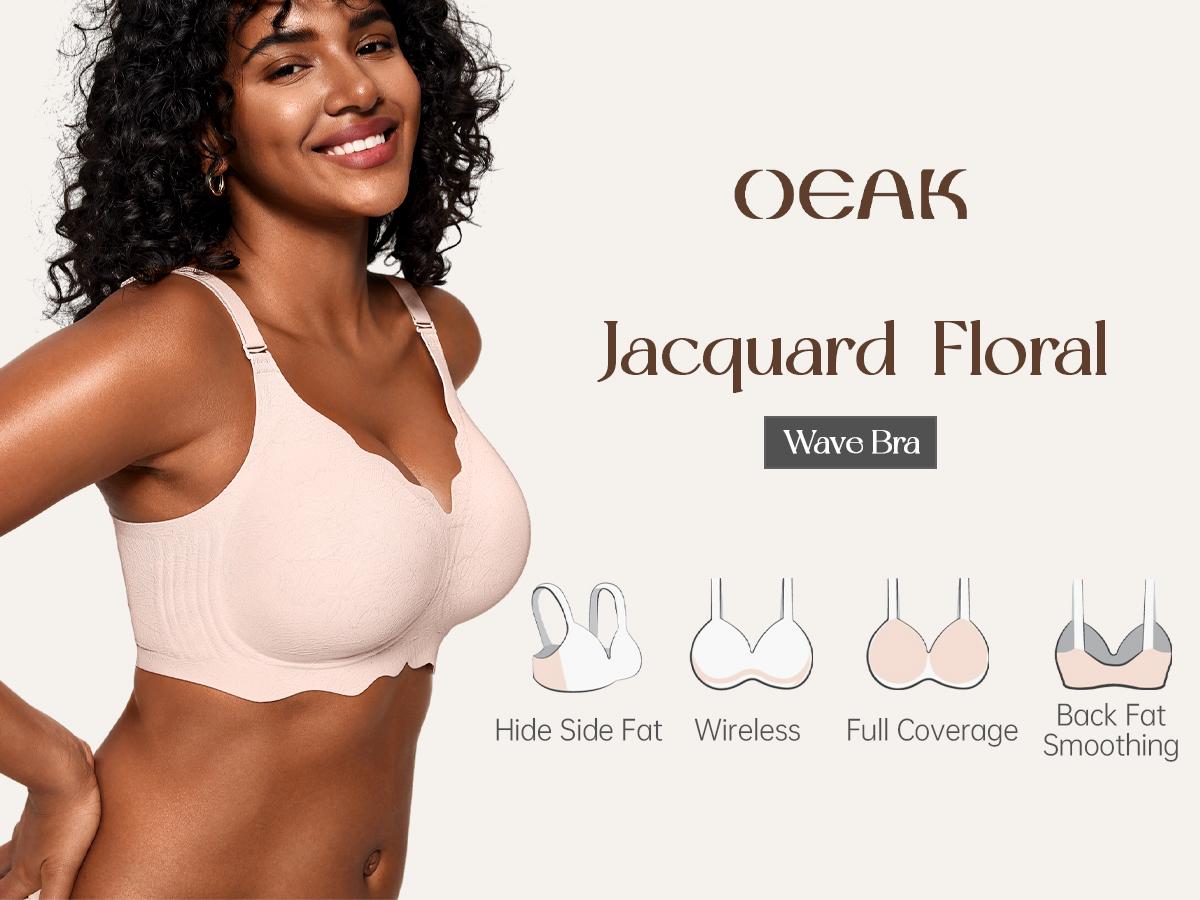 OEAK Women Jelly Bras No Underwire Scalloped V Neck Push Up Bra Buttery Soft Tshirt Bra Seamless Full Coverage Everyday Bras