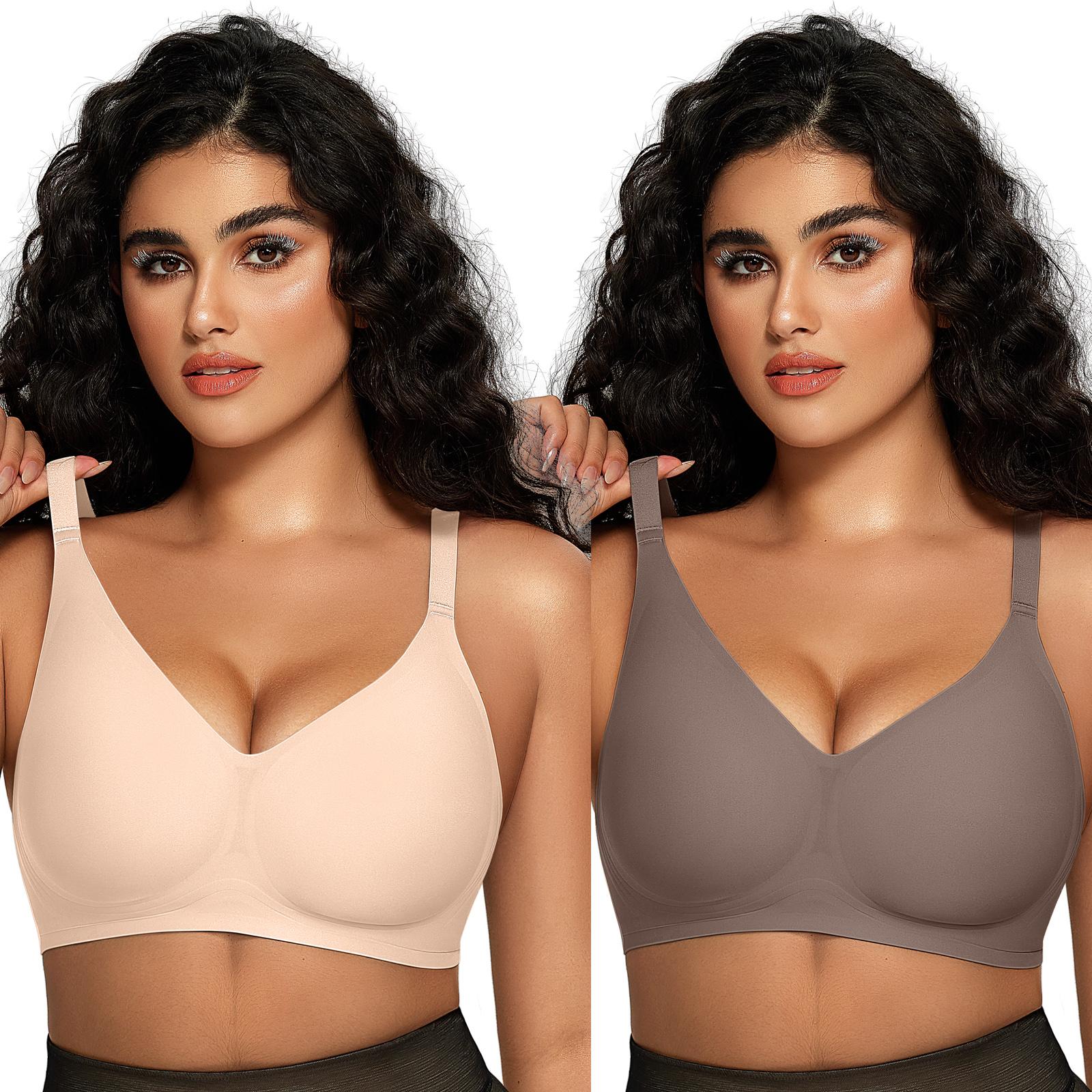 OEAK 2PCS Women Comfortable Push Up Bras Wireless Seamless Full Coverage Jelly Bra Buttery Soft Everyday Tshirt Bra Convertible Bra OEAK 2PCS Women Comfortable Push Up Bras Wireless Seamless Full Coverage Jelly Bra Buttery Soft Everyday Tshirt Bra Convertible Bra
