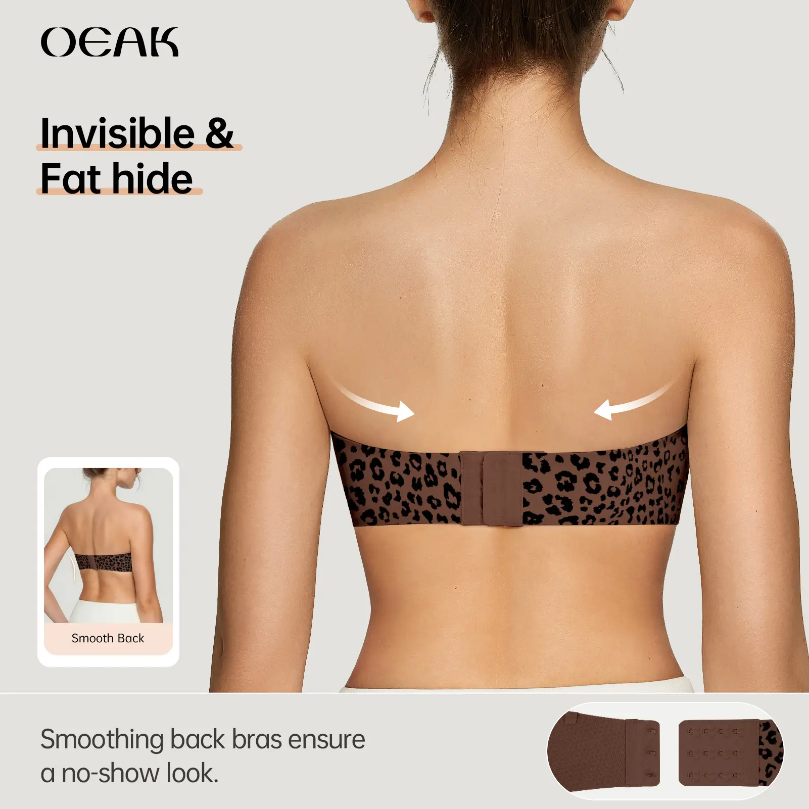 OEAK Womens Strapless Bras Push Up Bandeau Bra Non Slip Wireless Supportive Padded Bras Seamless Comfortable Tube Jelly Bra