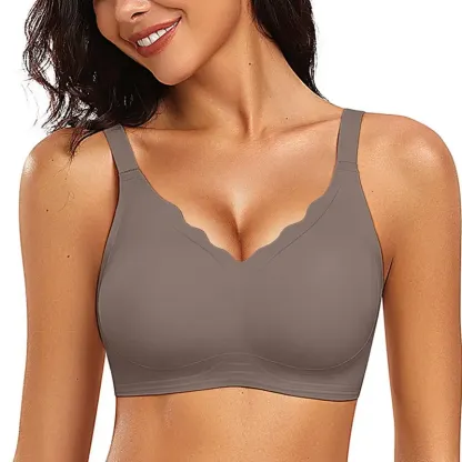 OEAK Women Seamless Jelly Bras No Underwire Scalloped Push Up Bras Soft Wireless Comfort Full Coverage Everyday Bra Womenswear Adjustable