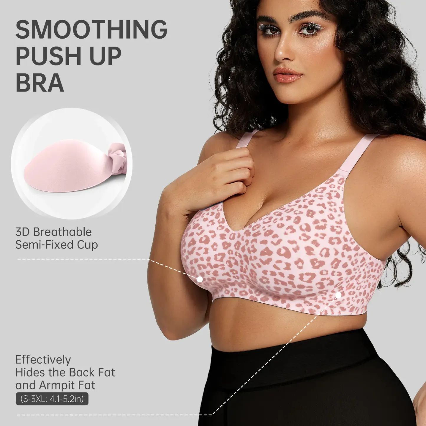 OEAK Women Comfortable Push Up Bras Wireless Seamless Full Coverage Jelly Bra Buttery Soft Everyday Tshirt Bra Convertible Bra