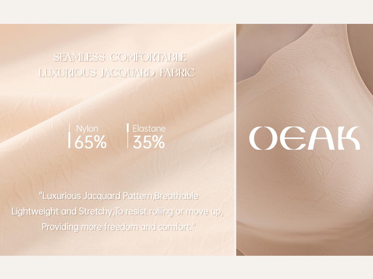 OEAK Women Jelly Bras No Underwire Scalloped V Neck Push Up Bra Buttery Soft Tshirt Bra Seamless Full Coverage Everyday Bras