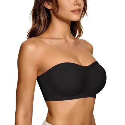 OEAK Womens Strapless Bras Push Up Bandeau Bra Non Slip Wireless Supportive Padded Bras Seamless Comfortable Tube Jelly Bra