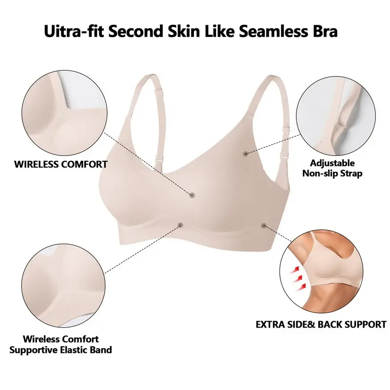 OEAK Womens Seamless Jelly Bra No Underwire Comfort Push Up Bras Buttery Soft Wireless Full Coverage Sport Everyday Bra