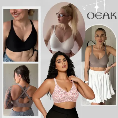 OEAK Women Comfortable Push Up Bras Wireless Seamless Full Coverage Jelly Bra Buttery Soft Everyday Tshirt Bra Convertible Bra