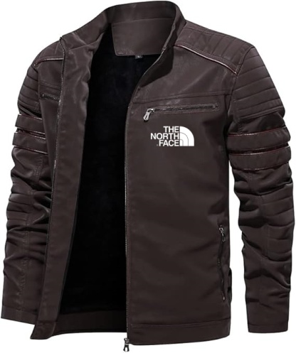 2025 THE NORttgTH FACE Classic North Face Men's Leather Jacket Bomber Jacket Motorcycle Suit Warm Casual Jacket