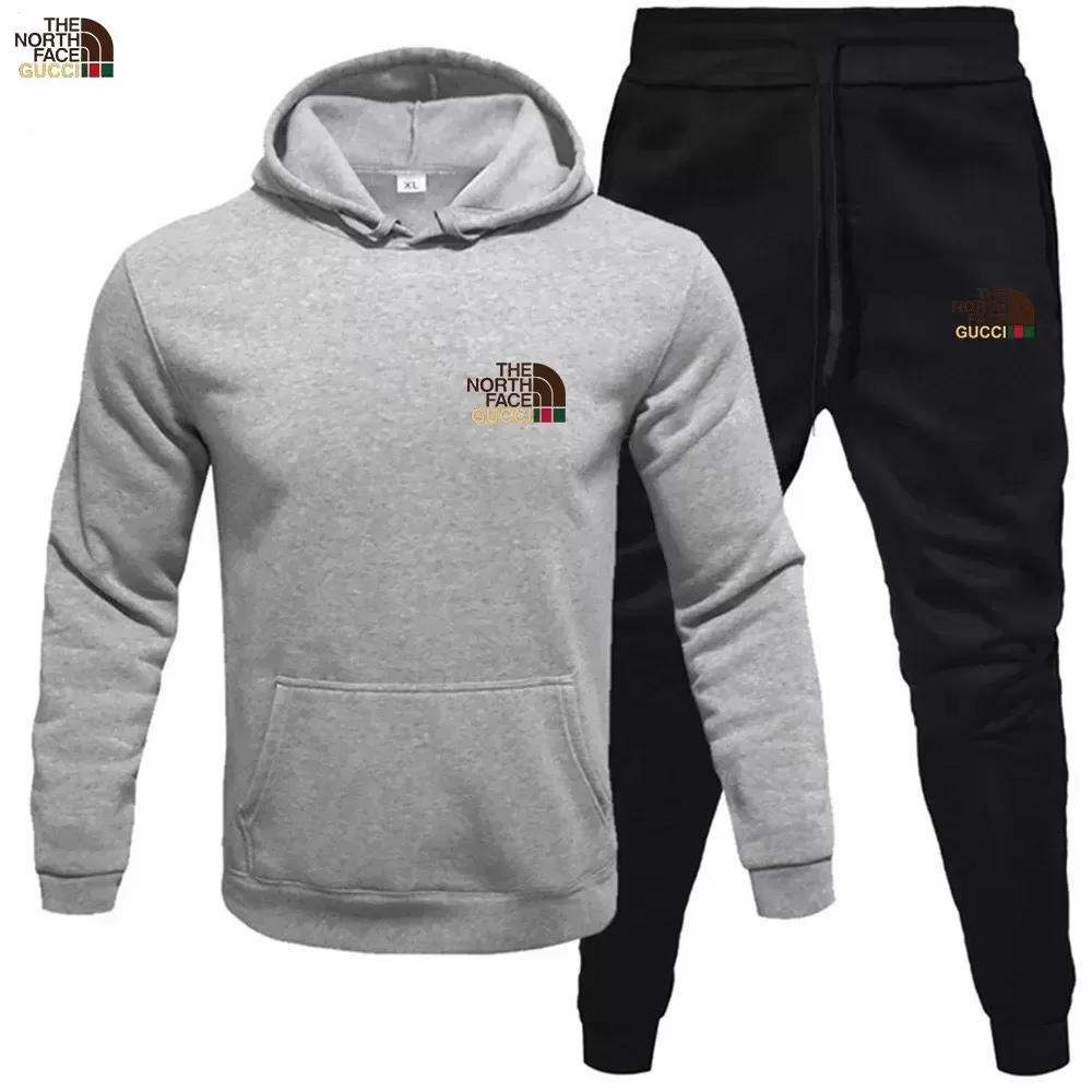 THE NORttgTH FACE Men's hoodie sweater + trousers two sets of winter plus fleece warm coat casual suit