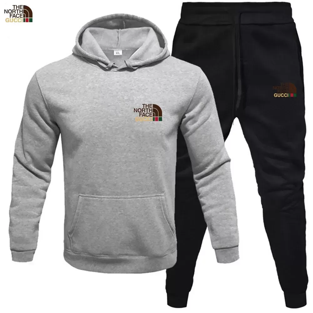 THE NORttgTH FACE Men's hoodie sweater + trousers two sets of winter plus fleece warm coat casual suit