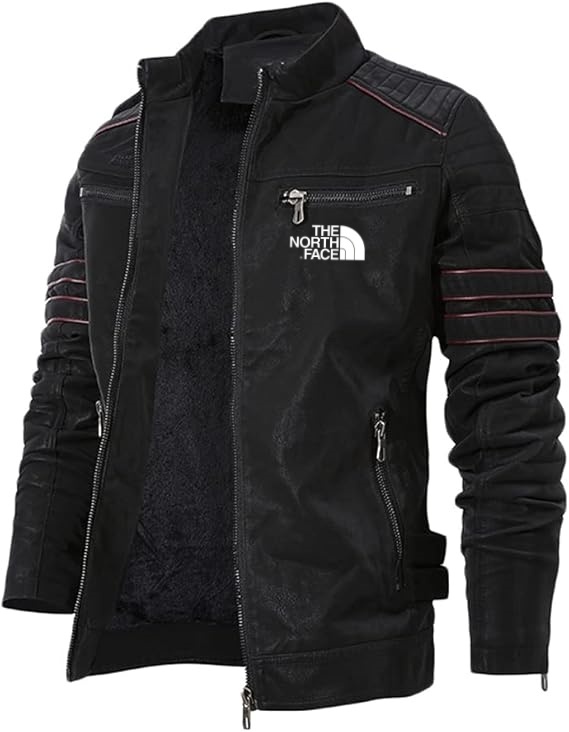 2025 THE NORttgTH FACE Classic North Face Men's Leather Jacket Bomber Jacket Motorcycle Suit Warm Casual Jacket