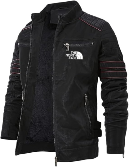 2025 THE NORttgTH FACE Classic North Face Men's Leather Jacket Bomber Jacket Motorcycle Suit Warm Casual Jacket
