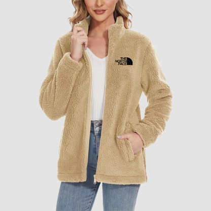 2025 THE NORttgTH FACE-Women's Fuzzy Sherpa Jacket - Full-Zip Warm Fleece Teddy Coat with Zipper Pockets