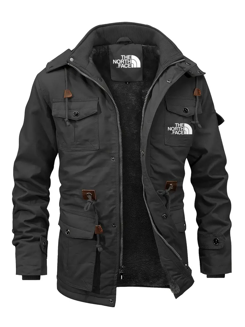 2025 THE NORttgTH FACE-Men's Fleece Lined Work Jacket - Waterproof, Hooded, Multi-Pocket, Breathable, Soft, Durable Jacket