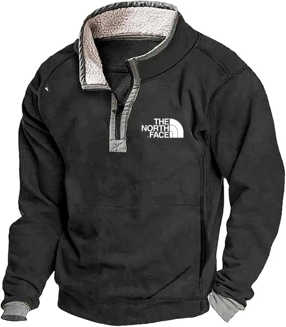 2025 THE NORttgTH FACE Men's Casual Stand Collar Pocket Sweatshirt, Men's 1/4 Zip Pullover Slim Stand Collar Long Sleeve Sweatshirt