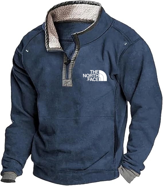2025 THE NORttgTH FACE Men's Casual Stand Collar Pocket Sweatshirt, Men's 1/4 Zip Pullover Slim Stand Collar Long Sleeve Sweatshirt