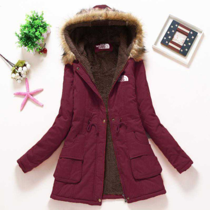 2024 THE NORttgTH FACE-Autumn and Winter New Women's Large Size Thickened Standard Long Sleeve Hooded Lambswool Cotton Jacket Women's Jacket