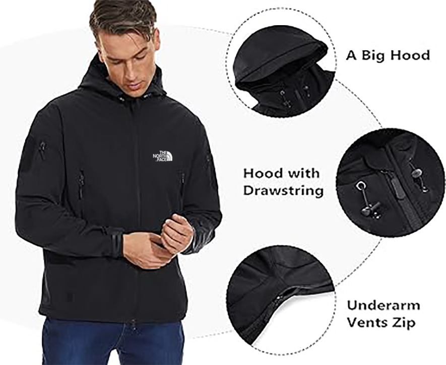 THE NORttgTH FACE Softshell Jacket Fleece Lining Camouflage Outdoor Coat-  Men's