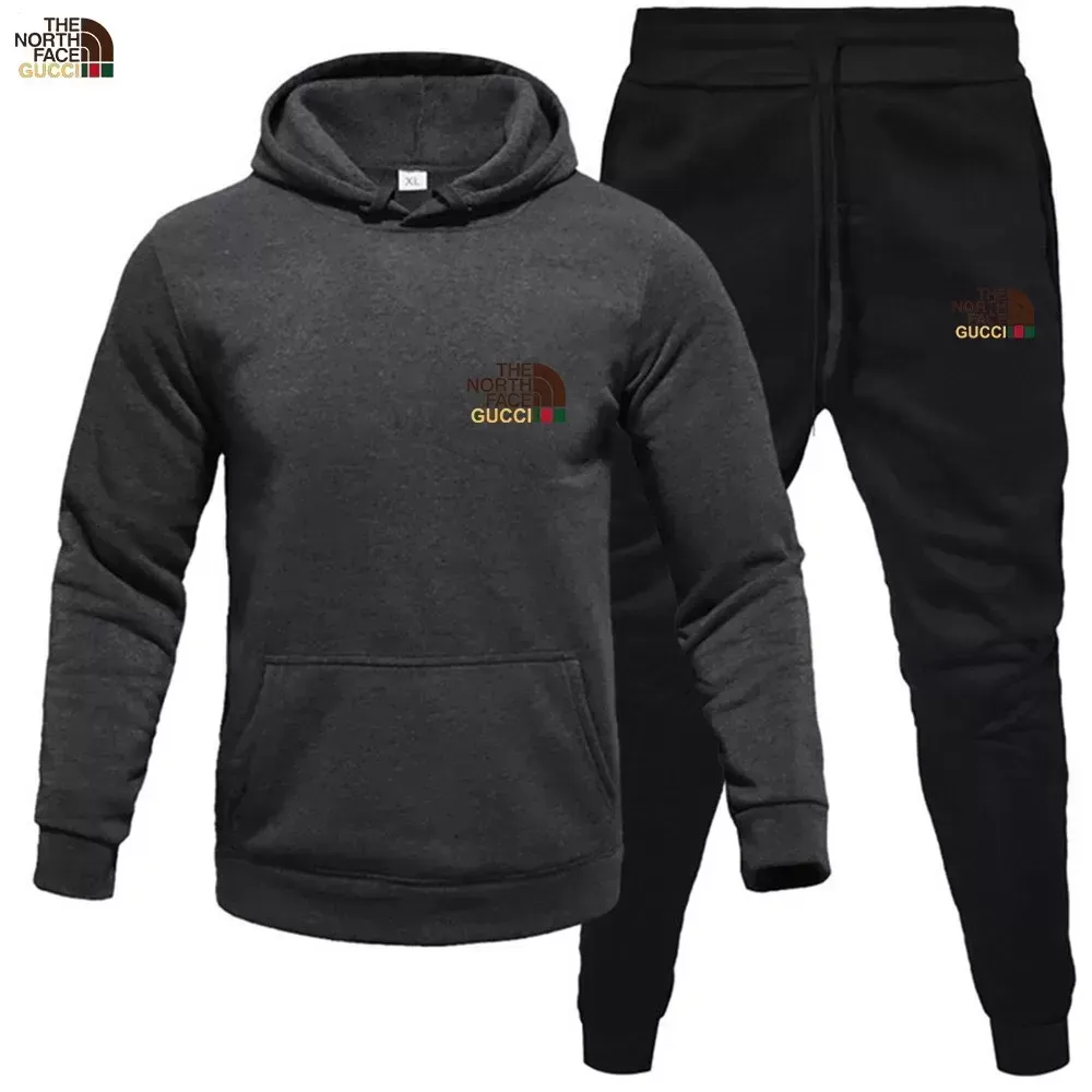 THE NORttgTH FACE Men's hoodie sweater + trousers two sets of winter plus fleece warm coat casual suit