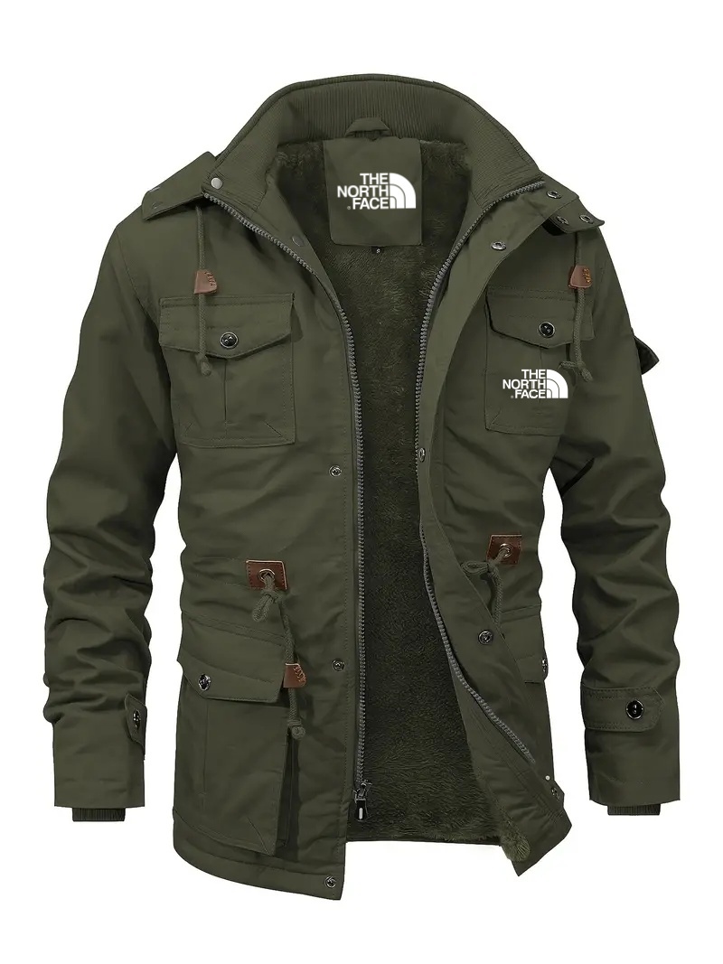 2025 THE NORttgTH FACE-Men's Fleece Lined Work Jacket - Waterproof, Hooded, Multi-Pocket, Breathable, Soft, Durable Jacket