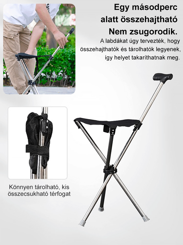 ✈️ Repülőgép-alumínium! 2 az 1-ben Hordozható Mankószék | 0,6KG Szuperkönnyű · 150KG Teherbírás