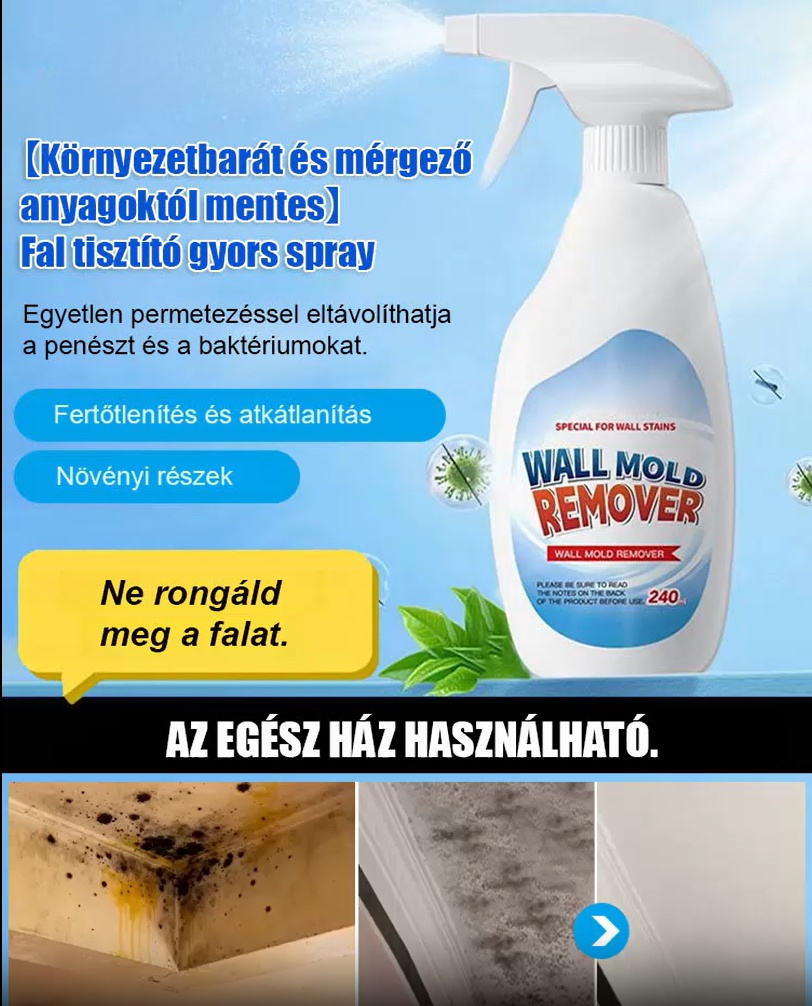 [Környezetbarát] Univerzális Penészirtó Spray | Súrolás Nélkül, Falbarát | Gyökeres Eltávolítás