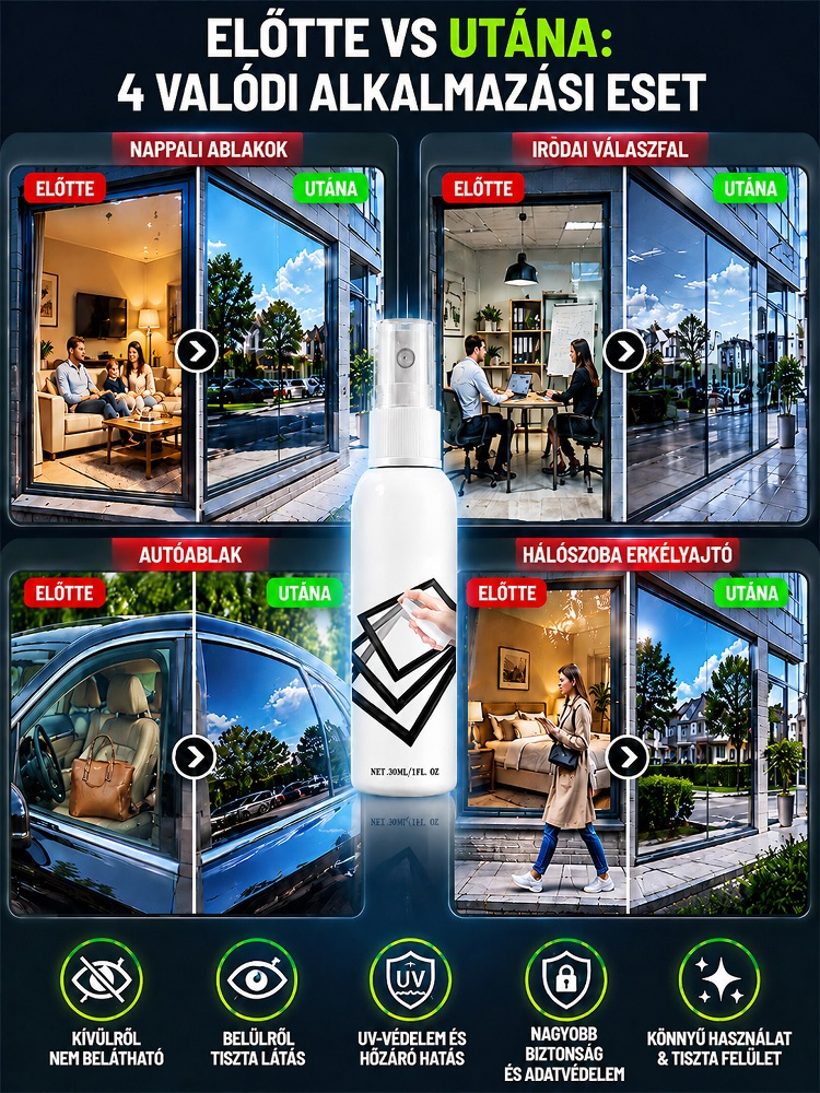  [Német Nano Csúcstechnológia] Egyirányú Tükör Spray | 30mp DIY Magánélet és Hűsítés