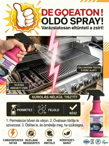 Texas BBQ-Pro Ipari Zsíroldó Spray | Tiszta Grill 3 Perc Alatt | Súrolás Nélkül