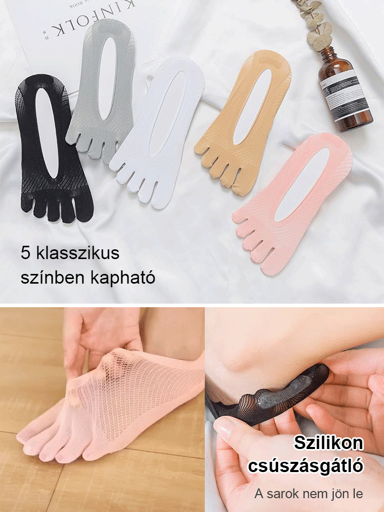 [Német Technológia] 24 Órás Láthatatlan Bütyök Korrigáló Ötujjas Zokni | Uniszex & Csúszásgátló