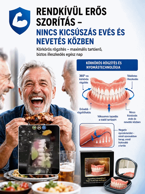 [Német Minőség] 24 Órás Fájdalommentes Rugalmas Műfogsor Szett + Exkluzív Tükrös Doboz