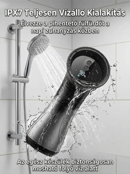  2 az 1-ben okos vízsugaras fültisztító készülék LED kijelzővel | Biztonságos fül-SPA otthon (Családi szilikon fejekkel)