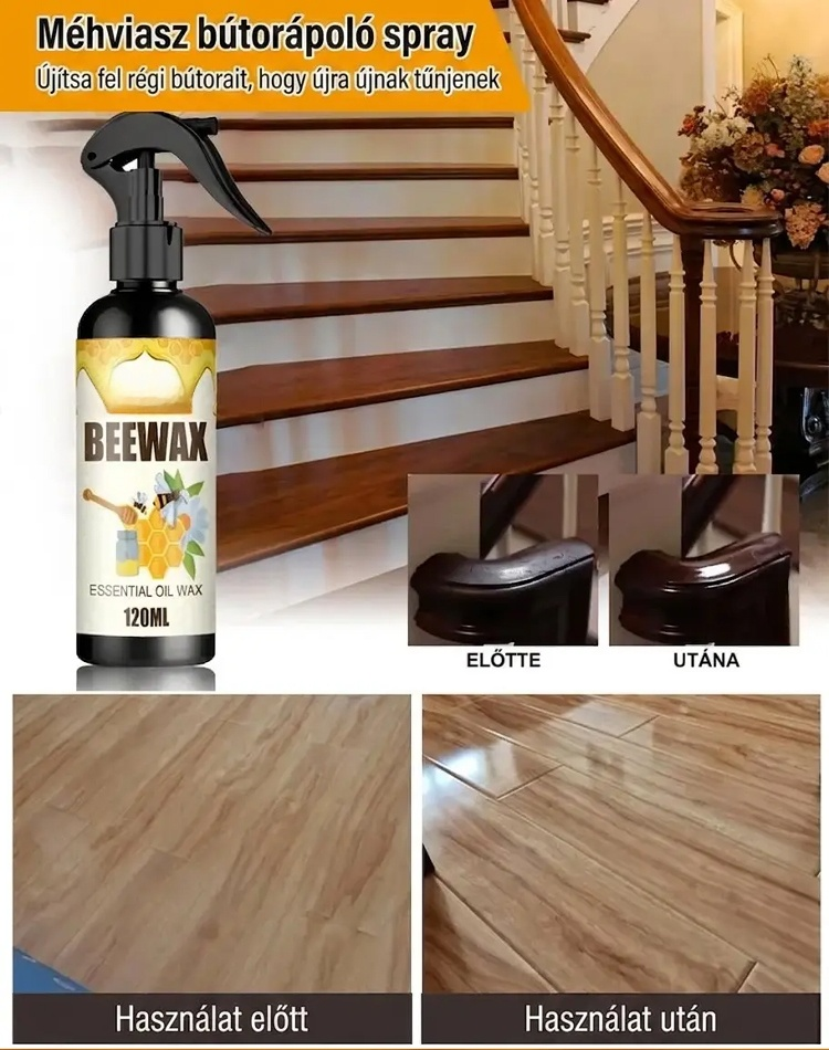 【1+1 Akció】10x koncentrált méhviasz spray – Fapadlóra és bőrre, karcjavító csodaszer