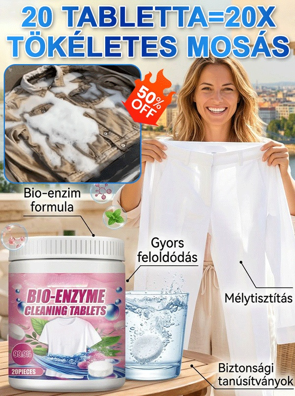 [Lusta háziasszonyok titka] Bio-enzim tisztító tabletta | 10mp oldódás · Színvédő és kézkímélő