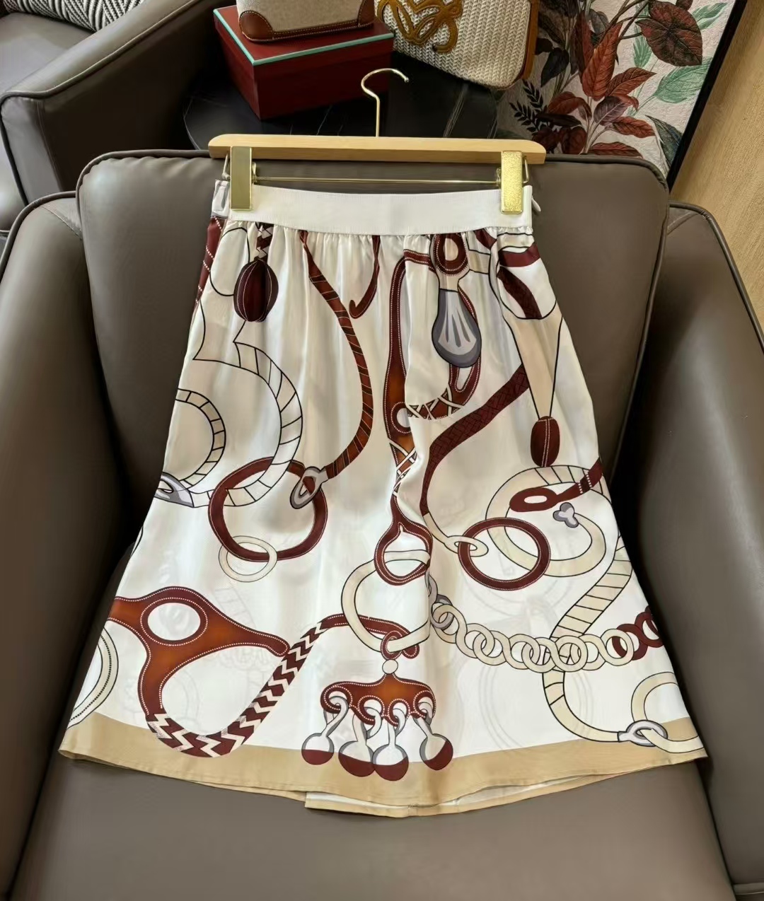 Hermes Silk Printed Skirt