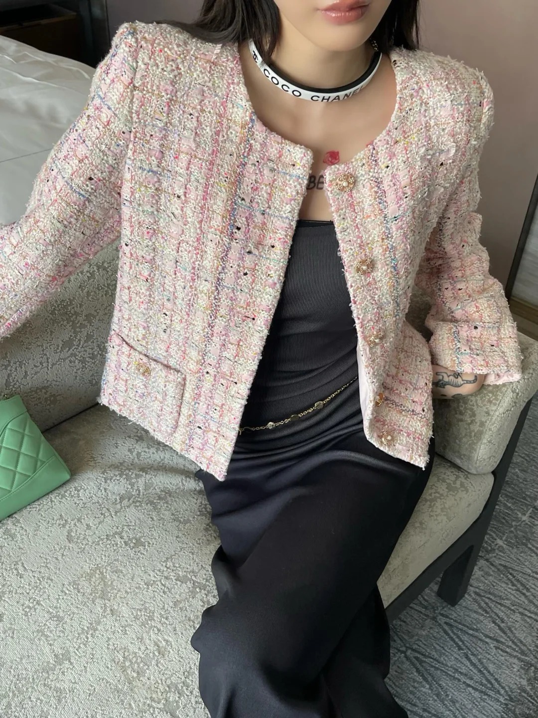 CHANE Cherry Blossom Pink Woven Jacket