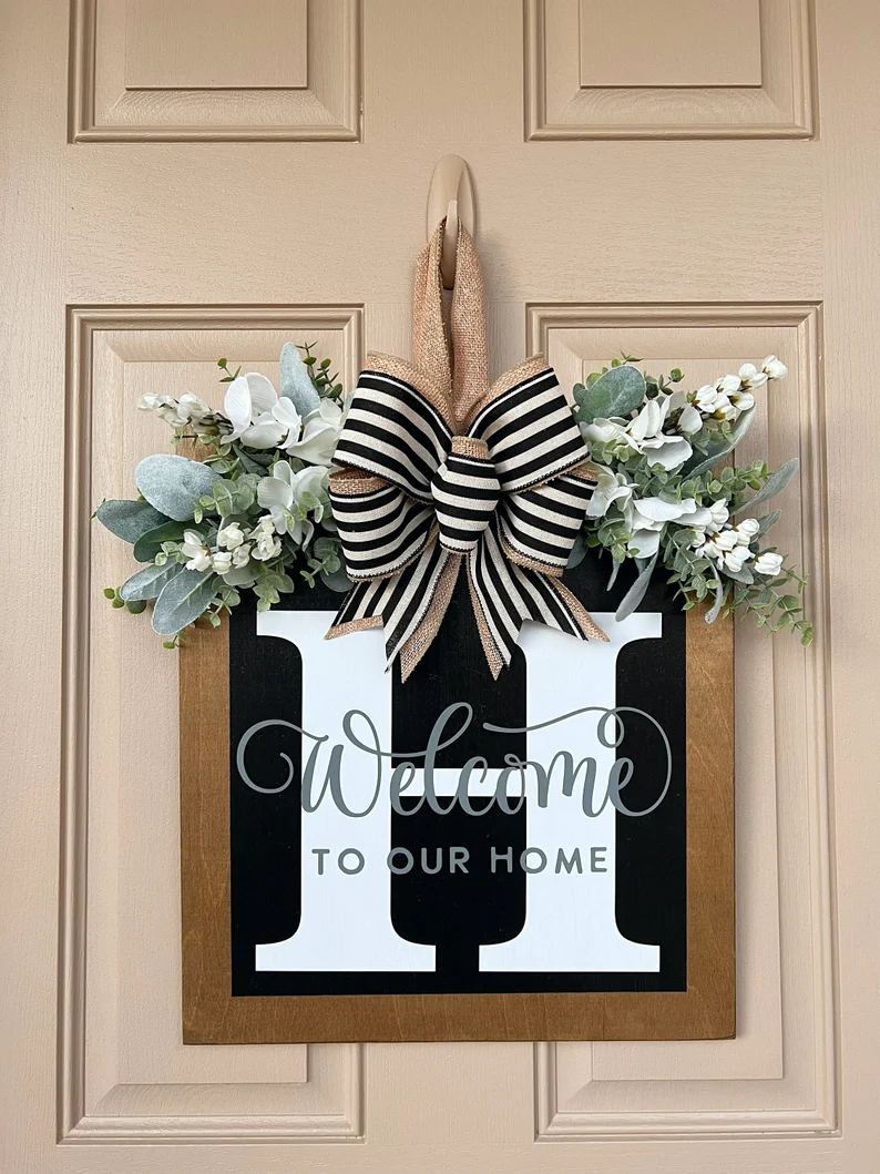 Last Name Year Round Front Door Wreath