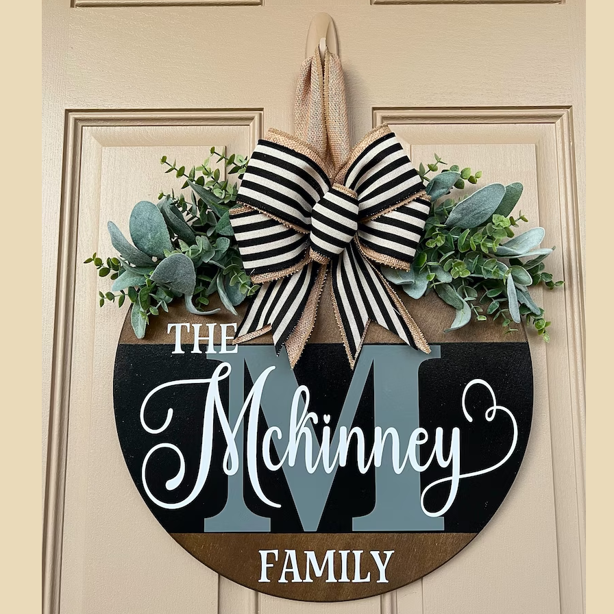 2023 NEW - Personalized Last Name Year Round Front Door Wreath