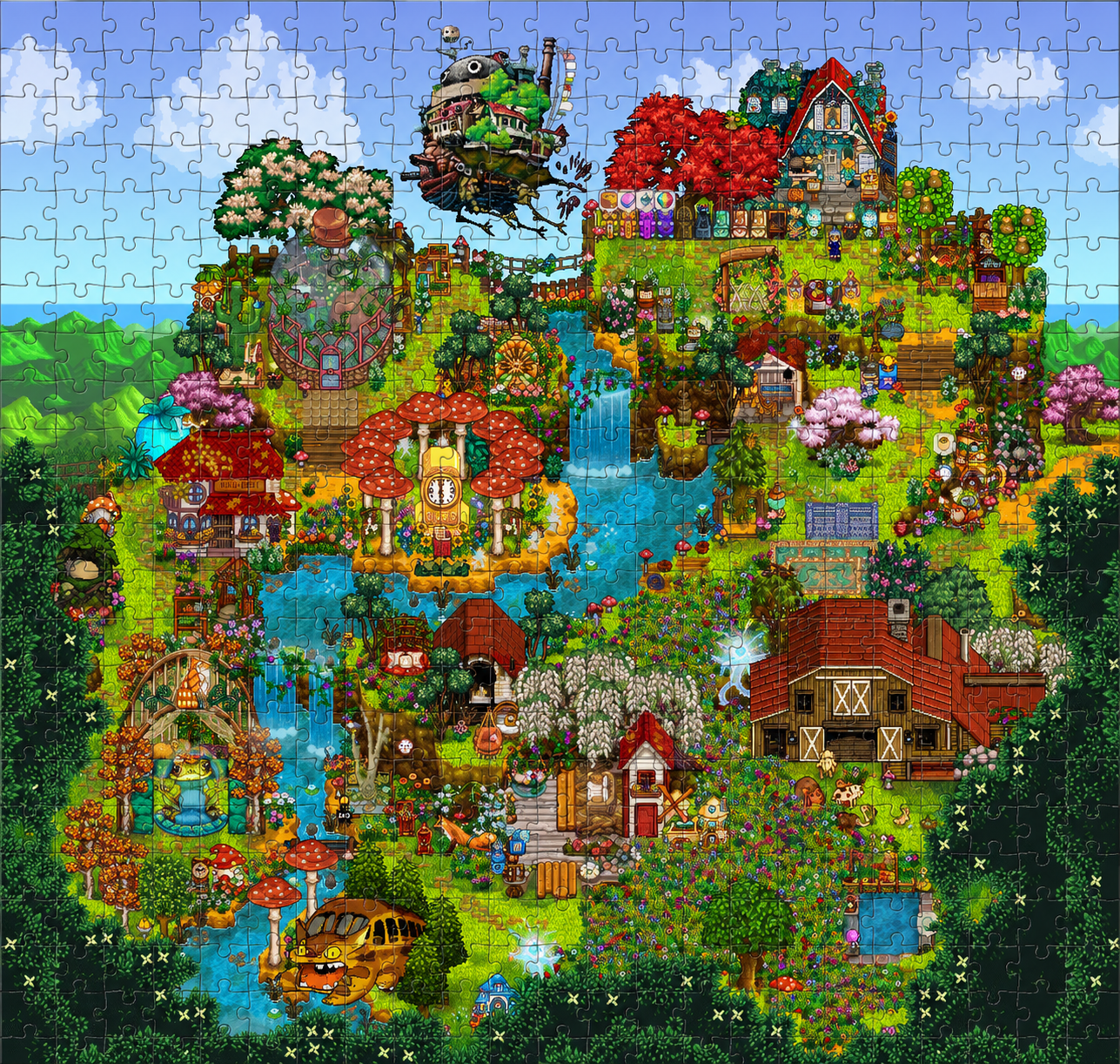 Stardew Valley Sky Farm Seasons Inspiration Puzzle (1000 pieces) — A puzzle game every Stardew Valley fan will love