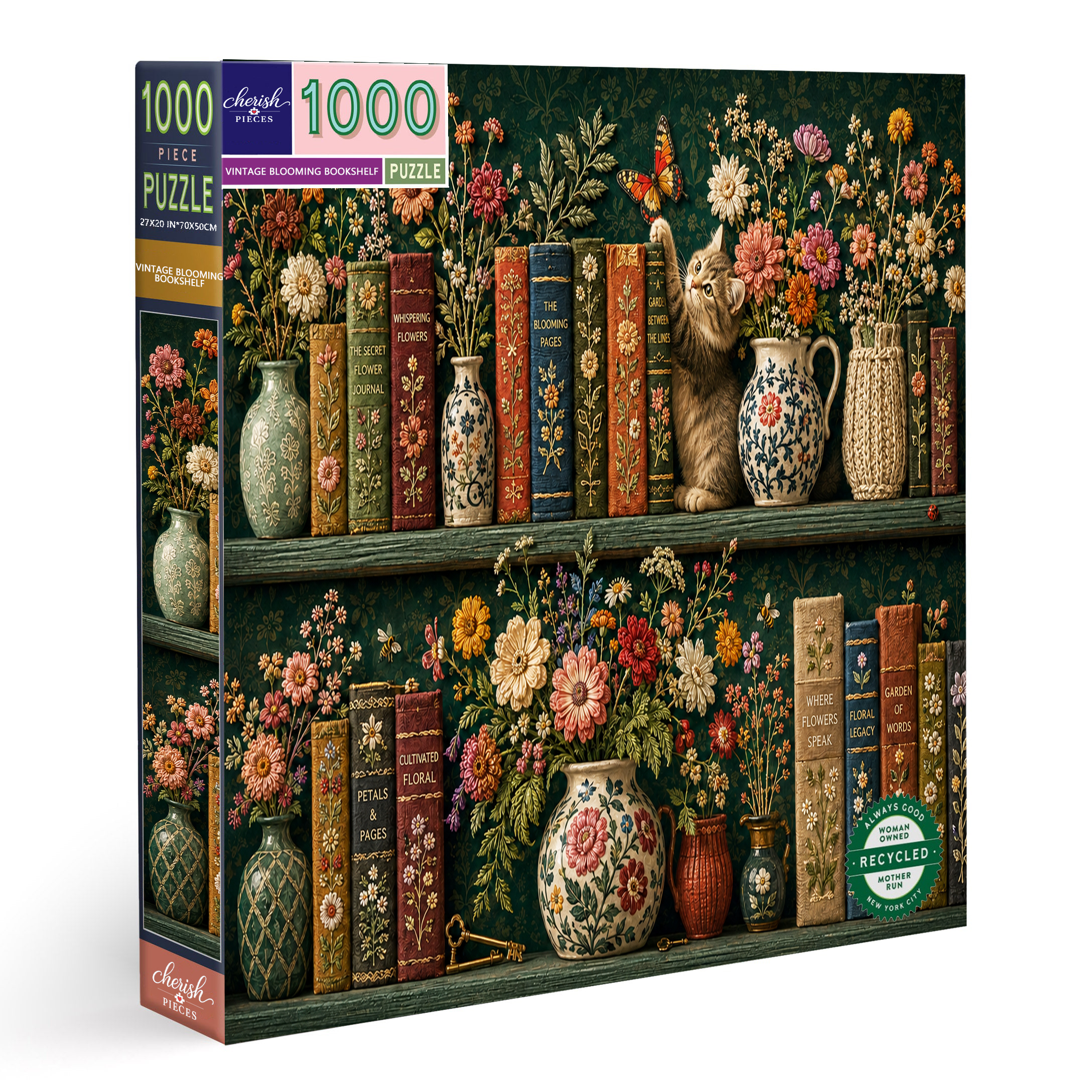 Vintage Blooming Bookshelf Jigsaw Puzzle