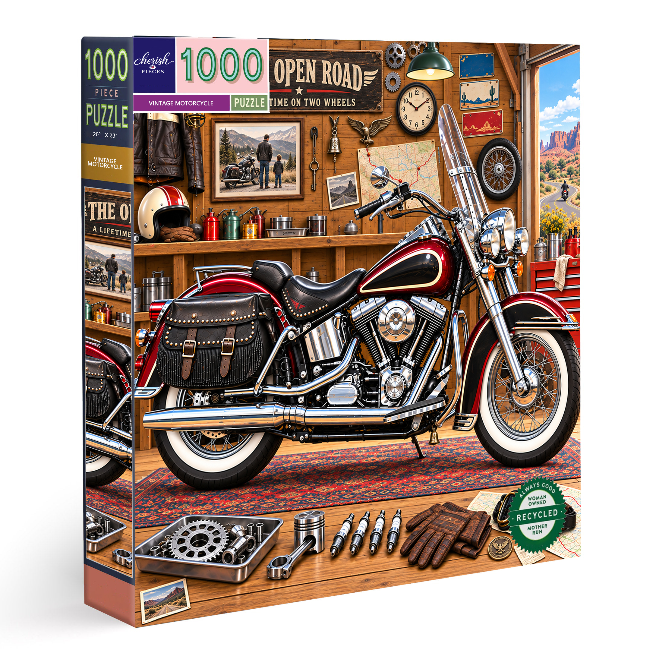 "Live to Ride, Ride to Live" Vintage Motorcycle 1000-Piece Puzzle